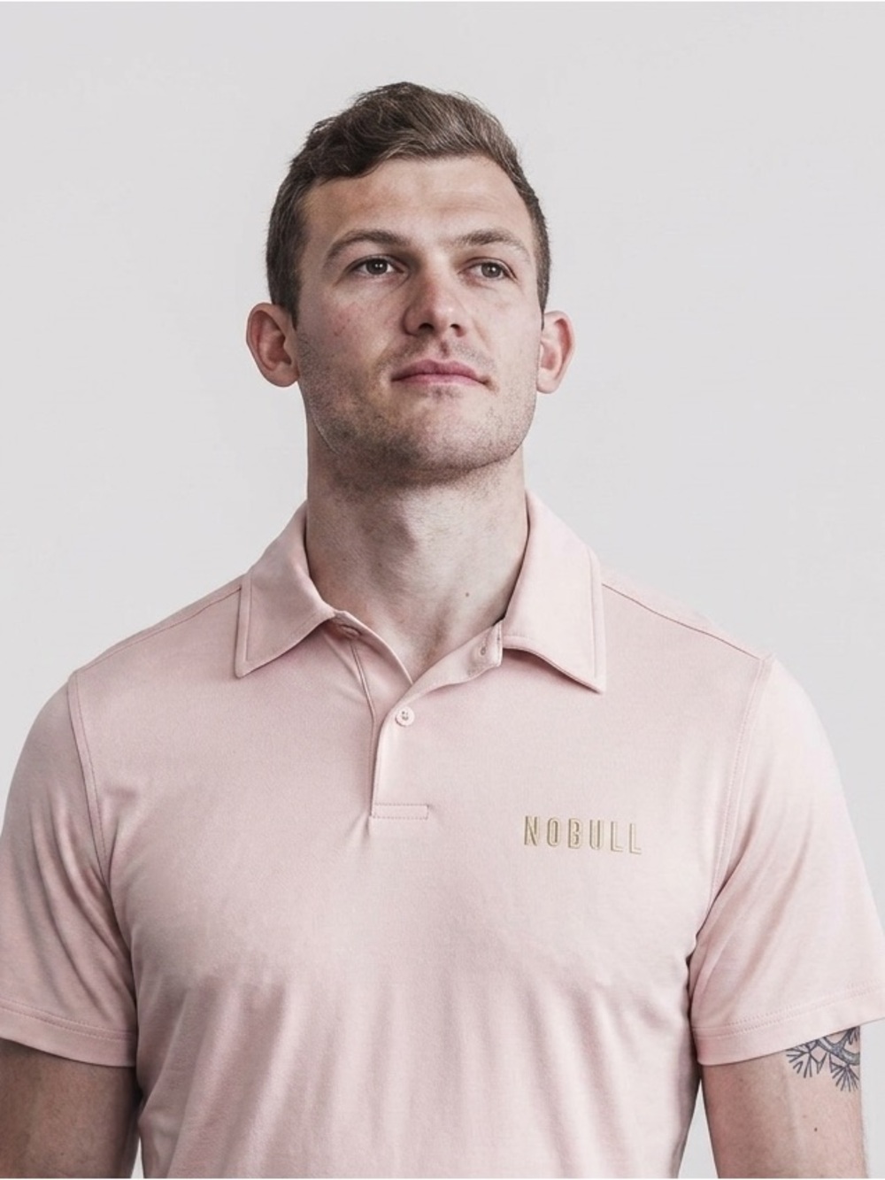 NWT NOBULL Men’s Lightweight Textured Golf Polo Medium Rose Pink